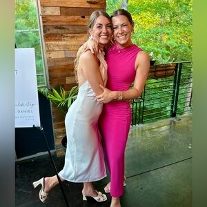 Pink Zara Draped Midi Dress